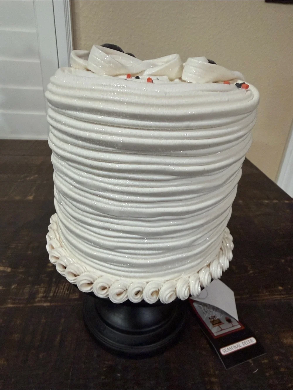 Mummy Cake Decorative Piece  - White with Black Spiders